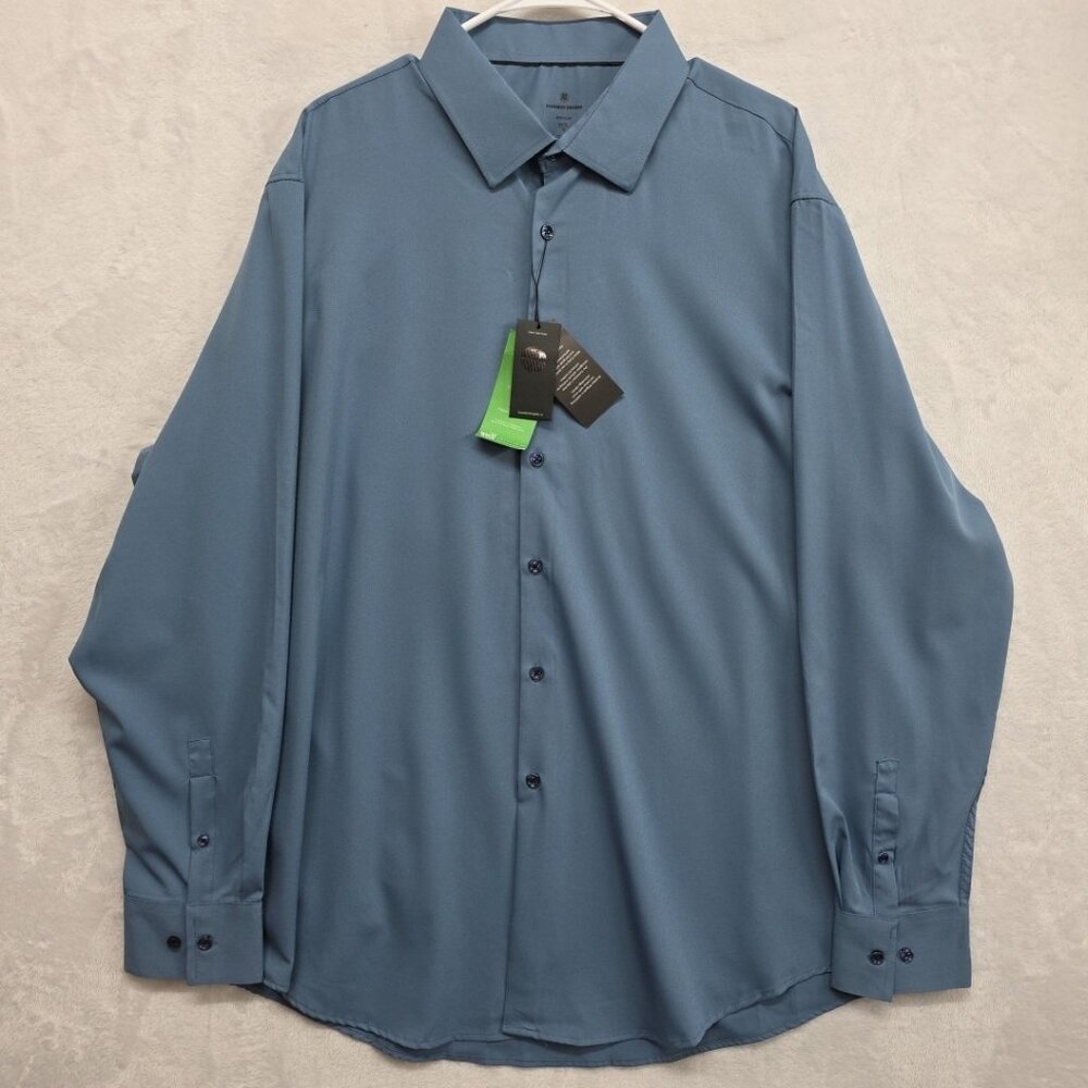 Brooklyn Brigade Mens Blue Button Front Long Sleeve Shirt Reg 19 XXXL NWT Formal